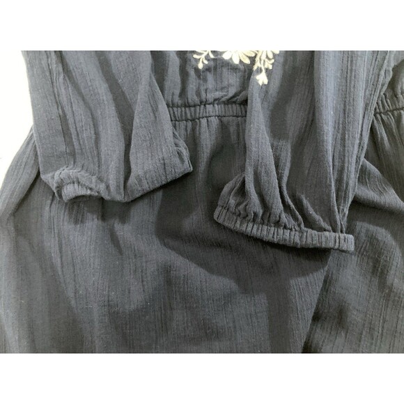 Talbots Dress Women’s M Blue Floral Embroidered Gauze A-Line Knee Length Boho - Picture 6 of 11